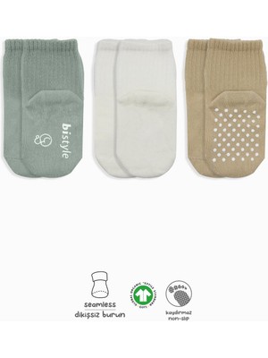Erkek Bebek Organik Basic Kaymaz 3'lü Soket Çorap