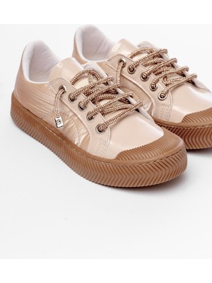 Kız Çocuk Siyah Bağcık Taşlı Spor Ayakkabı