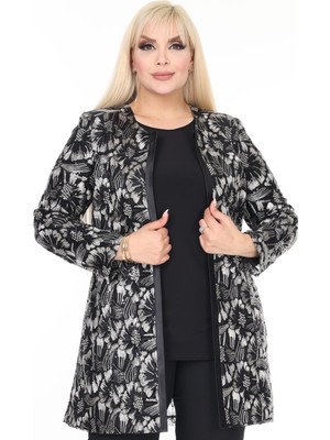Büyük Beden 3925 Siyah Ceket+Bluz Takım