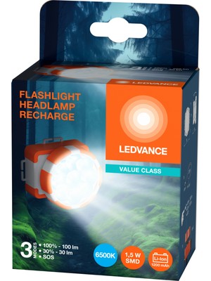 Ledvance LED 1.8W 6500K 100LM IP20 3 Farklı Mod Beyaz Işık Şarjklı Büyük Kafa Lambası