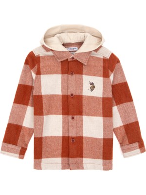 U.S. Polo Assn. Erkek Çocuk Kiremit Renkli Ekose-Kareli Rahat Kesim Gömlek