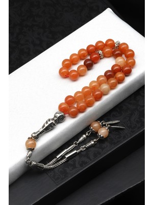 Orange Jade Doğal Taş Tesbih 8 mm Küre Kesim