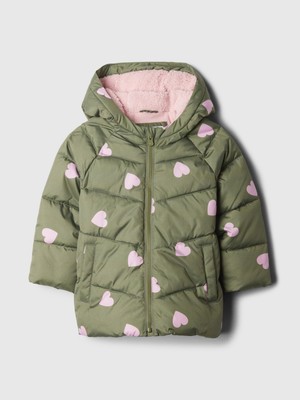 Kız Bebek Haki Cozy Puffer Şişme Mont