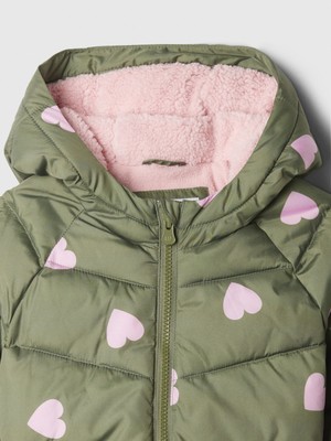 Kız Bebek Haki Cozy Puffer Şişme Mont