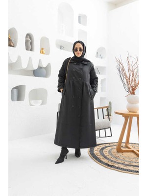 6632-REGLAN Kollu Süs Pileli Lens Ceket Siyah