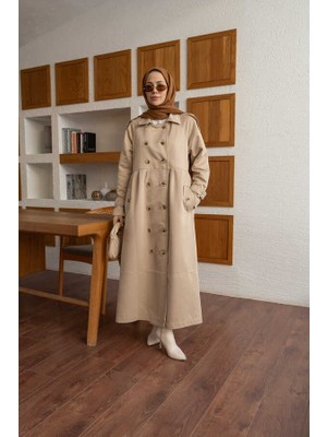 6632-REGLAN Kollu Süs Pileli Lens Ceket Bej
