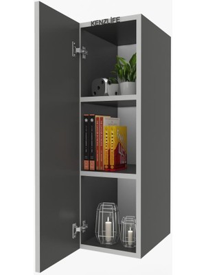Kenzlife mutfak dolabı irem  090.030.32 gri  2 raflı kapaklı  ofis banyo kiler evrak kitaplık