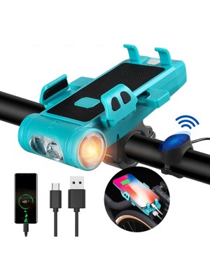 Monozone 5in1 Bisiklet Feneri Şarjlı Telefon Tutucu+Korna +Sis Farı 3500MAH Powerbank Scooter