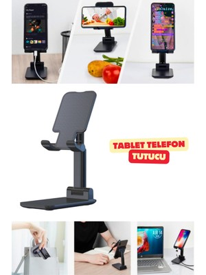 Vekorr Kaliteli Masaüstü Telefon Tablet Tutucu Stand Katlanabilir Tasarımlı Şarj Standı Portatif Tutucu