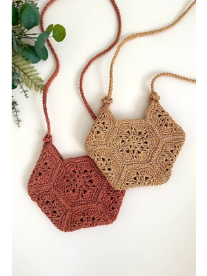 Hasır Çapraz Çanta, Çapraz Askılı Çanta, Yazlık Çanta, Örgü Çanta, Özel Tasarım Çanta Turuncu Çanta