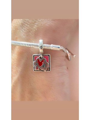Hector Co Jewellery Keith Haring™ x Walking Heart Sallantılı Charm 925 Ayar Gümüş