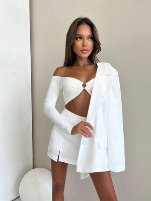 Halkalı Bluz & Şort Etek Takım