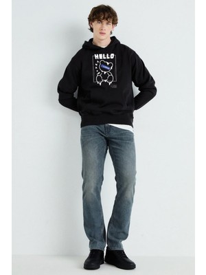 Abfa Store Baskılı Kapşonlu 3 Iplik Sweatshirt FM1.114SÖ