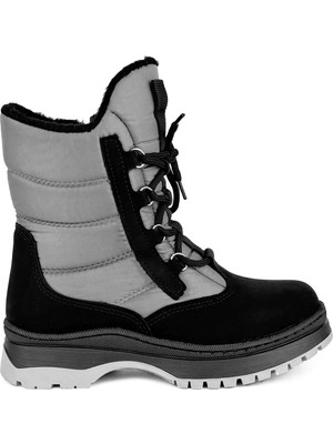 Luna İçi Kürklü Fermuarlı Gri Kız Çocuk Bot