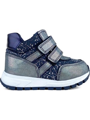 Hakiki Deri Lacivert Desenli Kız Bebek Bot