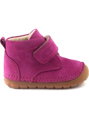 Hakiki Deri Fuşya Nubuk Kız Bebek Bot
