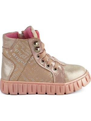 Hakiki Deri Pudra Desenli Kız Çocuk Bot