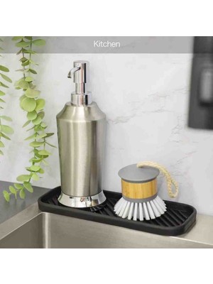 Meyre Silikon Siyah Yağdanlık Yağ Standı Altlık Çok Amaçlı Organizer Sunumluk Sabun Altlığı