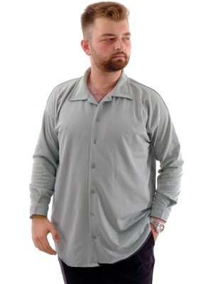 Mode Büyük Beden Erkek Gömlek Apas Yaka Uzun Kol Çağla Renkli Jakarlı Stil 2021 Sezonsuz