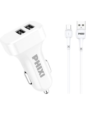 PCC511M Basic 2.1A Çift Çıkışlı Micro USB Kablolu Araç Şarj Cihazı