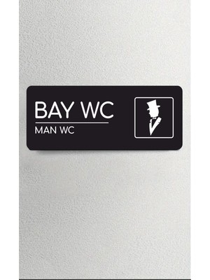 Zafrak Reklam Alüminyum Ofis Departman Kapı İsimliği, Yönlendirme Levhas Bay Wc Model2 24x9 cm Siyah Model2