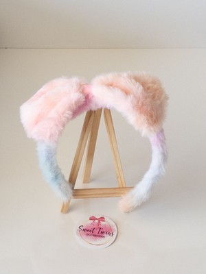 Sweet Twins Accessories Peluş Fiyonk Çocuk Tacı Renkli  Çocuk Taç