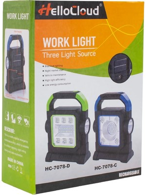 Worklight HC-7078-C 3 Çalışma Modlu Ledli Solar Taşınabilir Şarjlı Solar Lamba