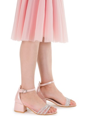Kiko Kids Nobe Günlük Kız Çocuk 4 cm Topuklu Sandalet Ayakkabı Pudra