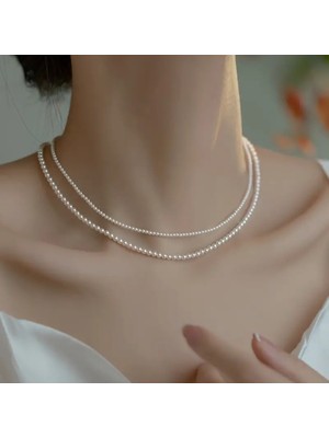 Lovisa Accessories El Emeği Çift Sıra Inci Kolye, Choker Inci Boncuk Kolye, Vintage Tarz