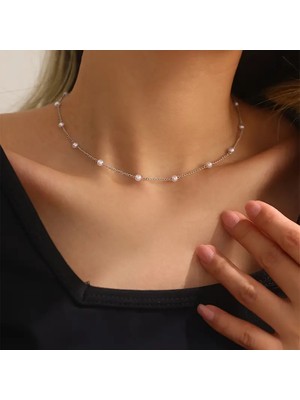 Lovisa Accessories El Emeği Inci Detaylı Zincir Kolye, Choker Inci Kolye