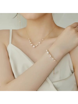 Lovisa Accessories El Emeği Inci Detaylı Zincir Kolye, Bileklik Hediyeli