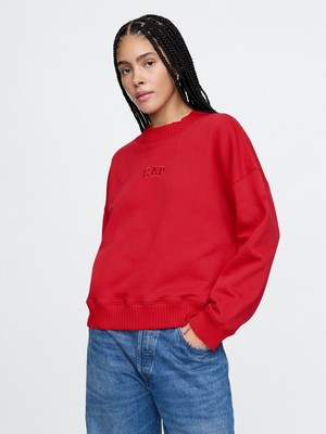 Kadın Kırmızı Gap Logo Vintage Soft Balıkçı Yaka Fleece Sweatshirt