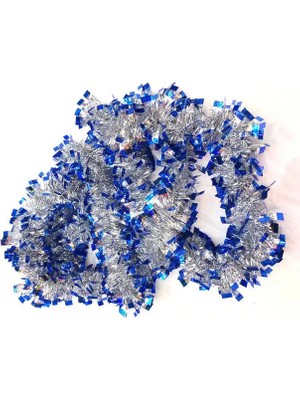 Mepa Tedarik Mavi Gümüş Renk 4  cm  Genişlik Garland Çift Renk Sim Süs 180  cm