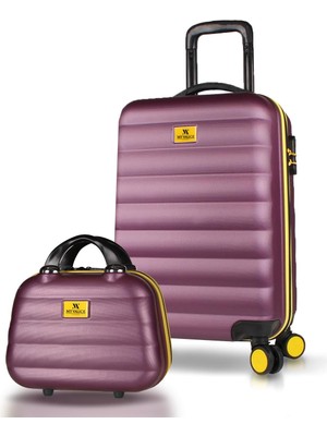 My Valice Colors Abs Makyaj ve Kabin Boy Mürdüm 2'li Valiz Seti