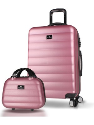 My Valice Colors Abs Makyaj ve Orta Boy Rose Gold  2'li Valiz Seti