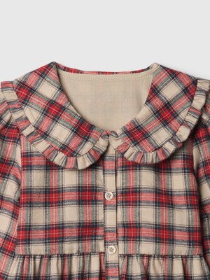 Gap Kız Bebek Kırmızı Ekose Desenli Flannel Gömlek Elbise