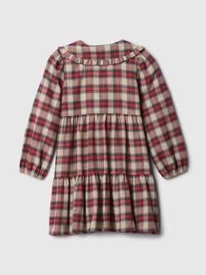 Gap Kız Bebek Kırmızı Ekose Desenli Flannel Gömlek Elbise