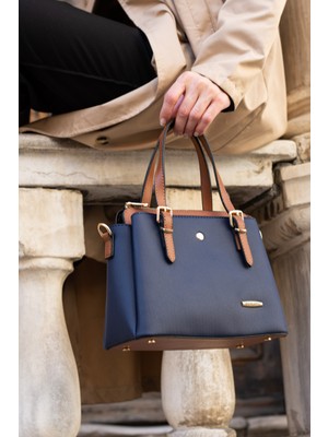 Sanmorris Kadın Uzun Askılı 4 Bölmeli Gold Aksesuarlı Sade Şık Omuz ve El Çantası