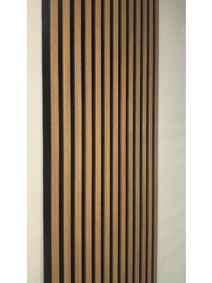 Özel Kompozit Mdf / Neme Dayanıklı Akustik Duvar Paneli / 60X280 / Koyu Teak /10 mm Keçe /10 mm Çıta