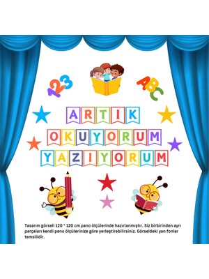 Ti Play Okuma Bayramı Pano Süsü ( Artık Okuyorum, Yazıyorum Yazılı)  Renkli