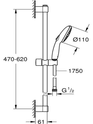 Grohe Tempesta 110 Duş Seti 2 Fonksiyonlu (Rain, Jet) - 26162003