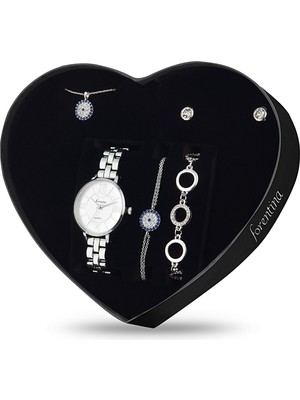 Forentina Nazar Boncuklu Kolye Bileklik Küpe Saat - Hediye Seti PS1898