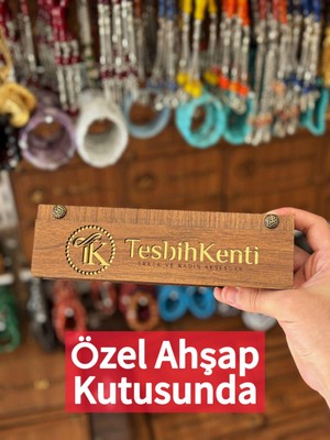 Tesbihkenti Özel Ahşap Kutulu Sürmeli Tasarım Toz Kehribar Tesbih