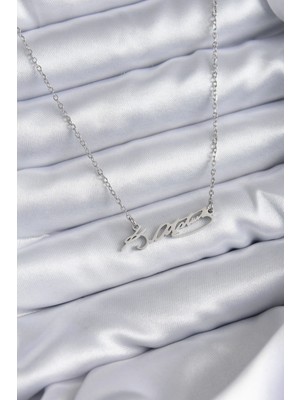 Clariss 316L Çelik Zincir Gümüş Renk Atatürk Imza Figür Kadın Kolye