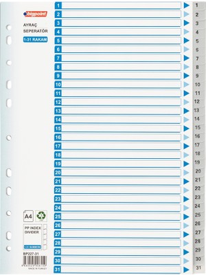 Bigpoint | Seperatör, Klasör Içi Kataloglama Için Ayraç, Dosya Düzenleyici, 1-31 Rakamlı
