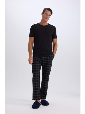 DeFacto Kareli Cepli Uzun Boy Pijama Altı Erkek Regular Fit Pamuk Polyester Rahatlık