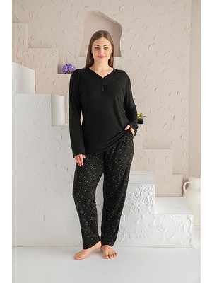 Guava 14125 Kadın Battal Pijama Takımı Siyah