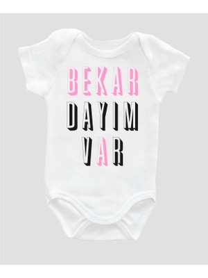 Outdoor One Organik  Pamuk Bekar Dayım Var Baskılı Bebek Body Badi Çıtçıtlı Zıbın ZBN040