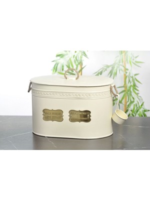 Evistro Metal Deterjan Saklama Kovası 2 Bölmeli Ölçekli Krem