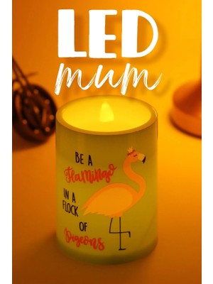 BK Commerce LED Mum 3lü Flamingo Bardak Tipi Pilli Dumansız Alevli Dekoratif Yapay Mum 10 cm